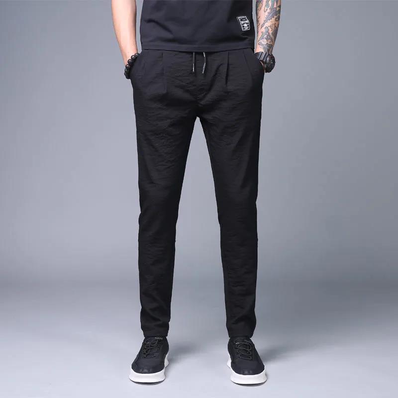 Men's Summer Sports Tie-footed Nine-point Men's Casual Pants Men's Thin Loose Loose Casual All-match