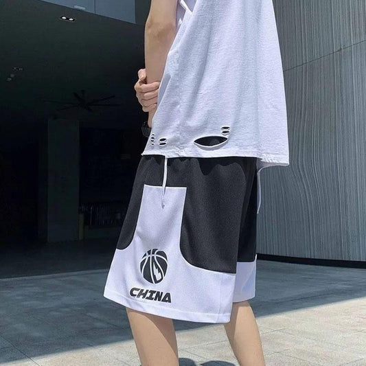 Summer Thin Ice Silk Men's Shorts Loose Five-point Pants Sports Basketball Outer Pants Casual All-match Shorts