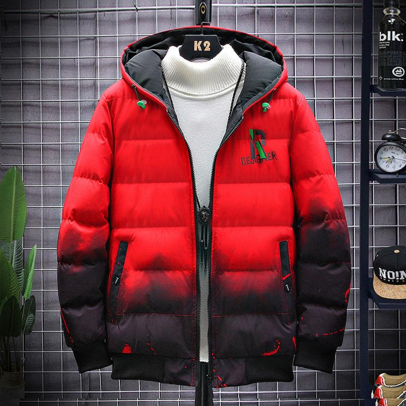 Men's Hooded Jacket Warm Cotton Jacket for Teenagers Plus Thicker Size Fat Style Double-sided Wear Student Cotton Jacket