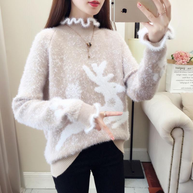 Sweater Women Pullovers Long Sleeve Pull Femme Turtleneck Women Sweaters Pullovers Chirstmas Sweater