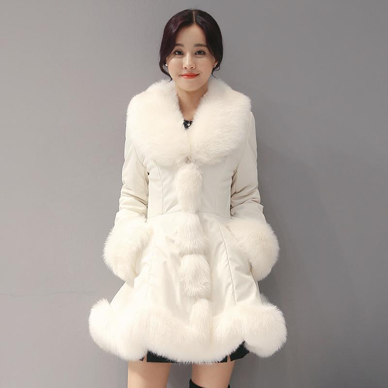 Winter Fashion Fox Fur Grass Woman Coat Plush Thickening Medium Length Women's Leather Coat Medium Length Plush Thin Rabbit Hair Coat Plus Size