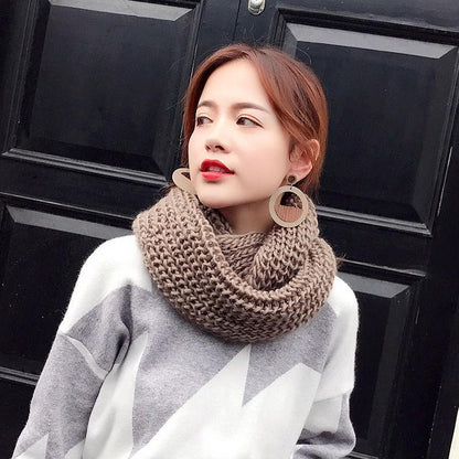 Solid Color Women Winter Warmer Cotton Knit Neck Circle Scarfs Shawl Wraps Loop Vogue