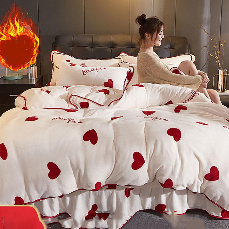 Golden Mink Velvet Four-piece Thick Coral Velvet Double-sided Velvet Kit Milk Velvet Bedding