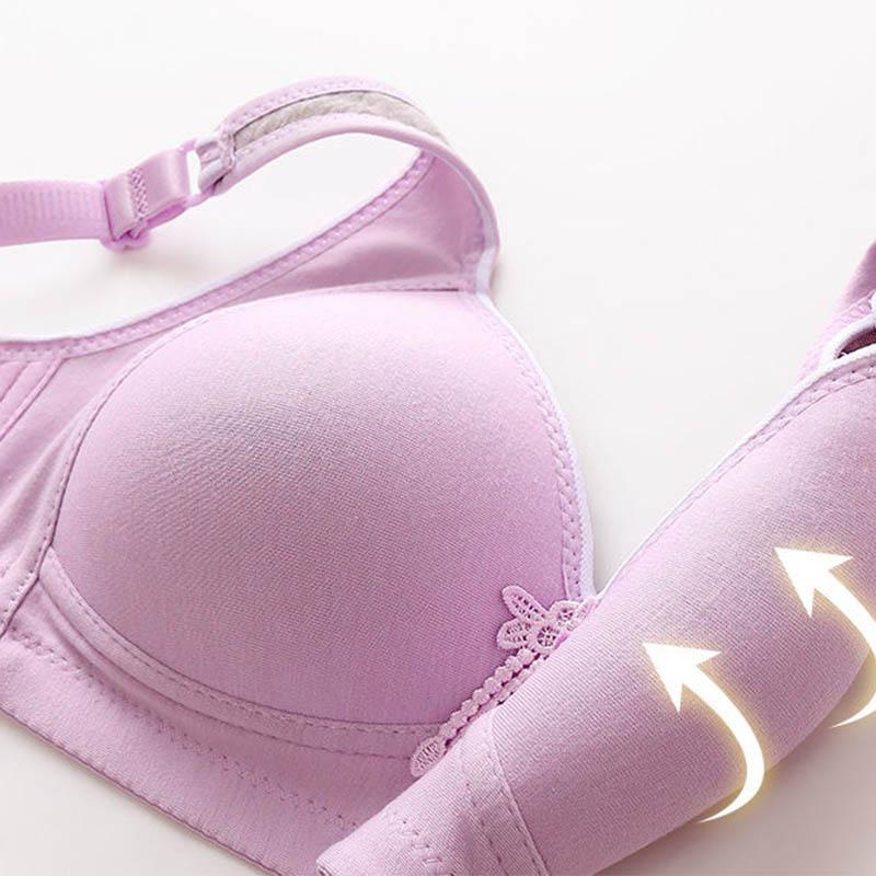 Ladies Large Size Gathering Thin Anti-sagging Underwear Simple Glossy Sweat-absorbing Breathable No Steel Ring Bra