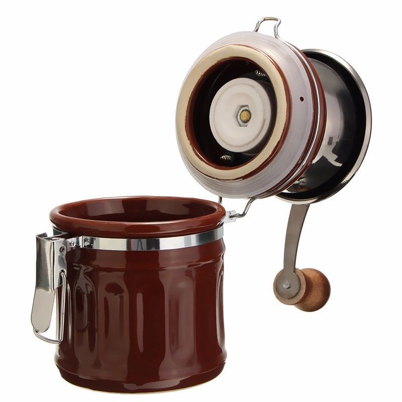 Retro Hand-cranked Portable Grinder Drum Ceramic Sealed Pot Manual Coffee Grinder Household Grinder Coffee Bean Grinder