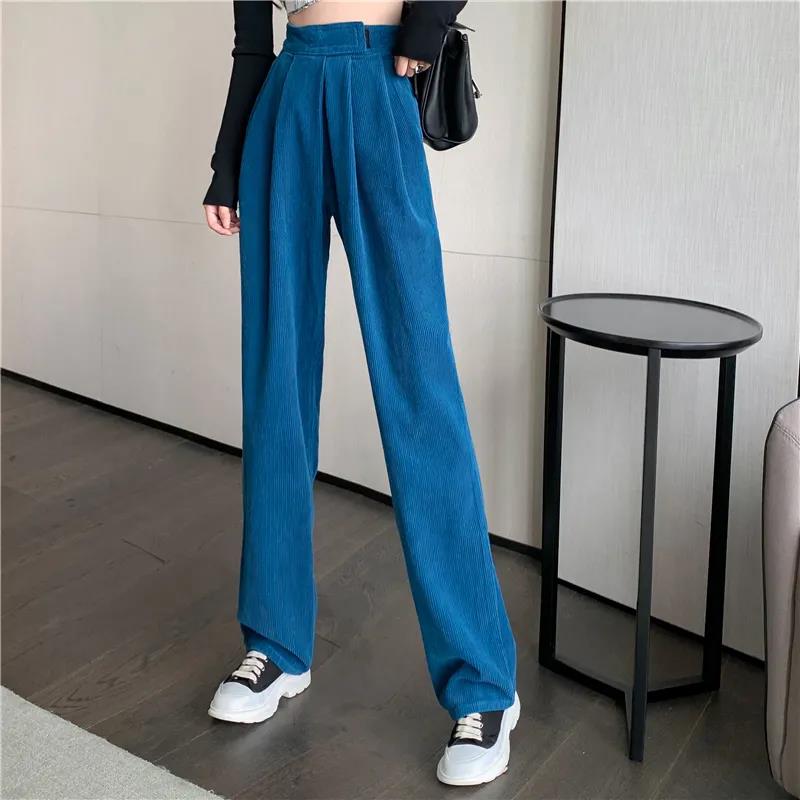 Wickn Velvet Pants Children Autumn and Winter Plus Velvet Small Monk Stickers High Waist Wide Leg Pants Loose Straight Tow Mop Pants