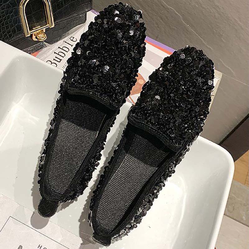 Rhinestone Society Women's Shoes Spring and Summer Korean Style One-legged Peas Shoes Pumps