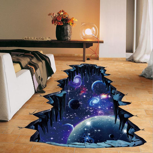 New 3d Cosmic Space Wall Sticker Floor Sticker Galaxy Star Home Decoration For Kids Room Living Room