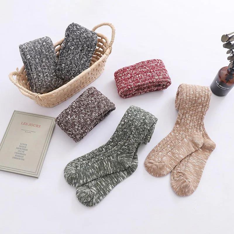 Over The Knee Paddler Female Thickened Plus Legs Student Thick Wool Knit Autumn and Winter Warm High Tube Thigh Socks