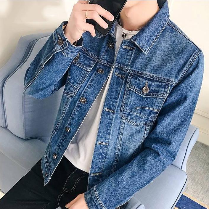 Mens Denim Jacket Trendy Fashion Hip Hop Streetwer Ripped Denim Jacket Men Jeanc Jacket Cowboy Coats