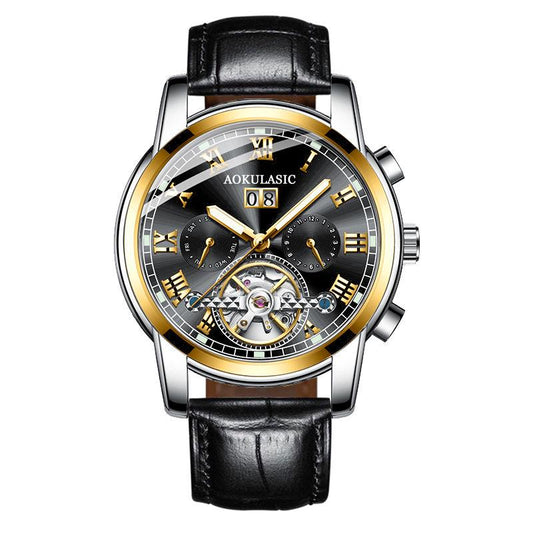 Business Watch Luxury Fashion Man Leather Waterproof Male Mechanical Wristwatch with Date Watches