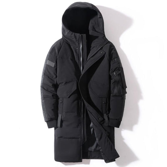 Winter Men's Down Jacket Hooded Fashion Long Down Jacket Men's Windproof and Waterproof Thick Warmth Men's Parka Coat