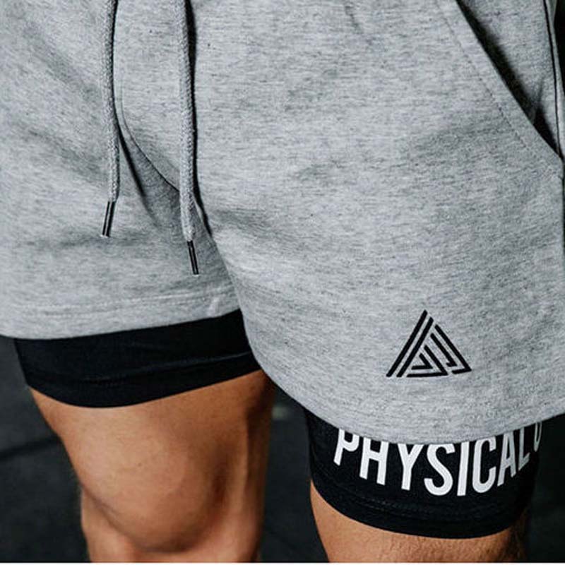 Stretch and Quick-drying Fitness Double Shorts Sports and Leisure Slim Five-point Pants Basketball Running Men's Beach Pants