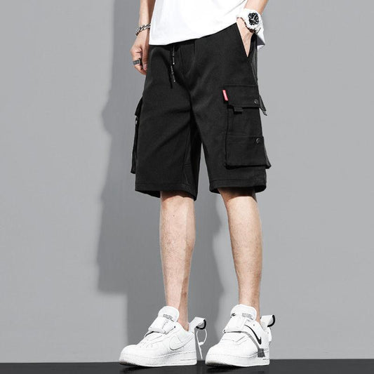 Work Clothes Shorts Men's Tide Brand Wild Quick-drying Loose Sports Ice Silk Hip Hop Multi-pocket Five-point Casual Beach Pants