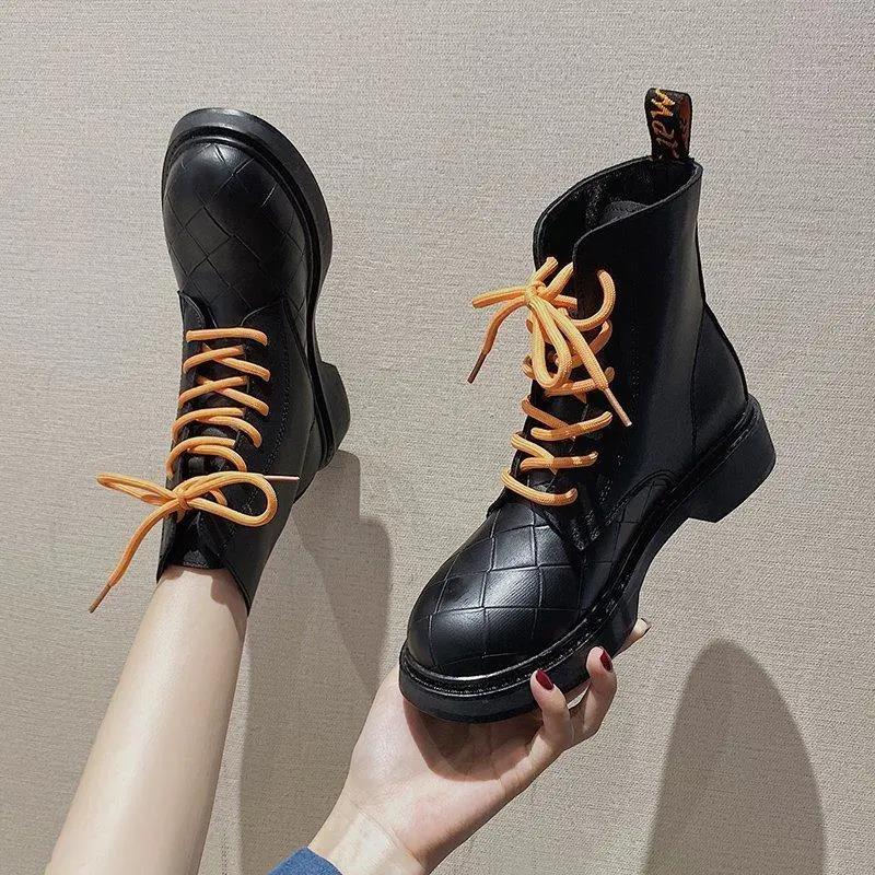 Women's Spring and Autumn High Heel Versatile Street Style Boots Large Size Solid Color Boots Non Slip Short Martin Boots