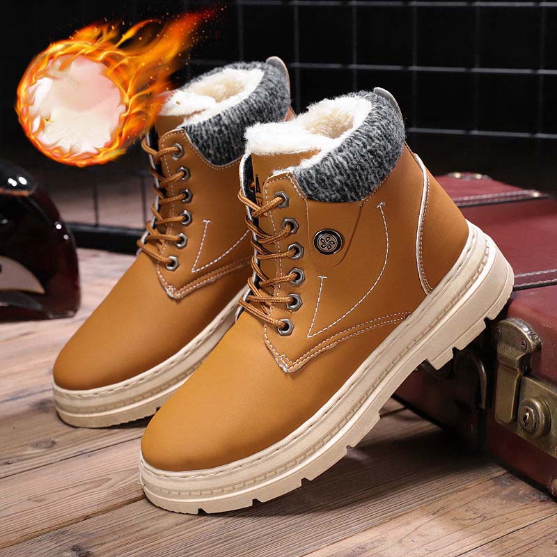 Cotton Shoes 2021 Winter Men's Plus Velvet Snow Boots High-top Thickening Warm and Wear-resistant Martin Boots