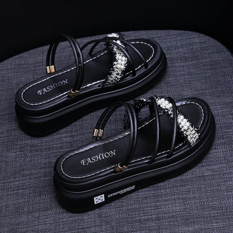 Two Wear Women's Summer Sandals All-match Thick-soled Height-increasing Shoes Fashion Students Wear Sandals and Slippers Outside