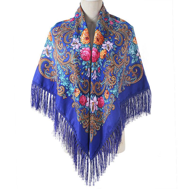 Shawl Scarf Autumn and Winter Dual-use Dress Shawl Women's Outer Wear National Wind Cloak Jacket Women's Big Square Scarf