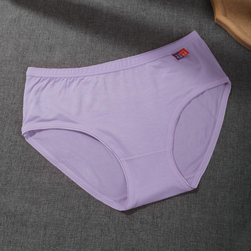 4Pcs/Set Women's Seamless Cotton Panties Solid Color Large Size Mid Waist Causal Soft Briefs