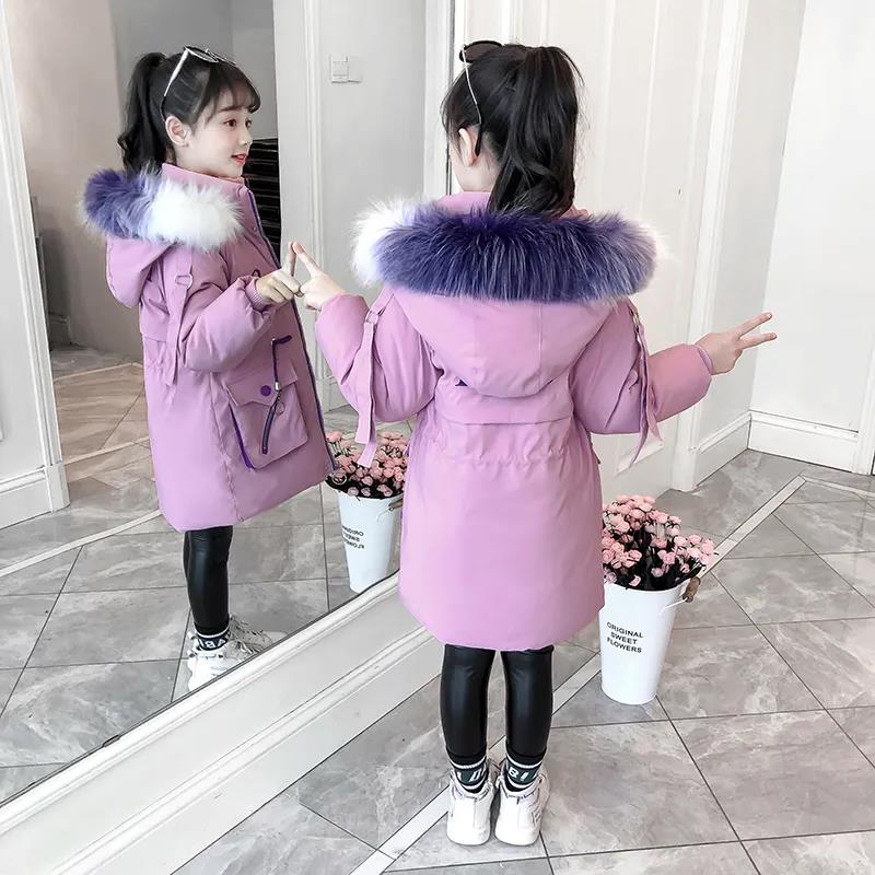 Girls' Warm and Windproof Cotton-padded Jacket Mid-length Winter Children's Thick Padded Jacket