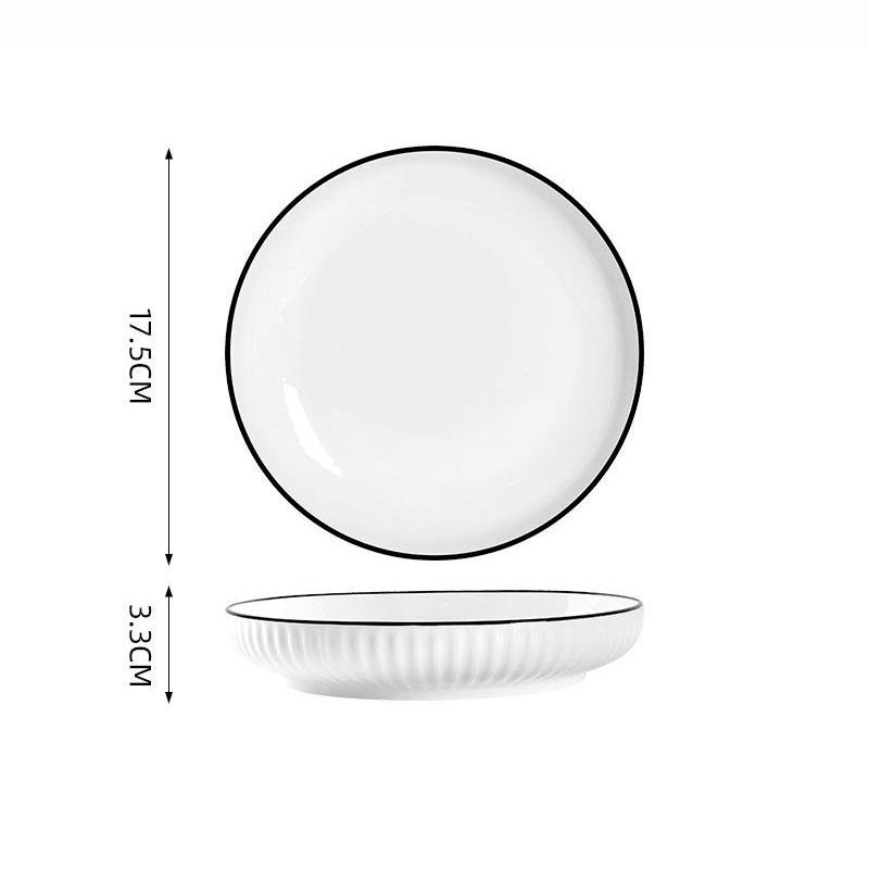 Deep Dish Creative Ceramic Dish Tableware Style Simple Household Dish Breakfast Dish Disc Fruit Dish