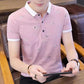 Summer Men's Short-sleeved T-shirt New Lapel Cotton Slim-fit    Shirt Trend Top