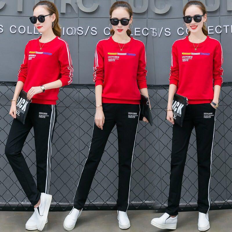 Casual Sweatshirt Set Large Size Spring and Autumn Women 2pcs set Wild Long Sleeve