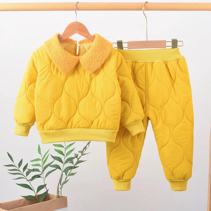 Children's Cotton Suit Autumn and Winter Children's Fashion Children's Clothing Men and Women Baby Quilted Two-piece Suit