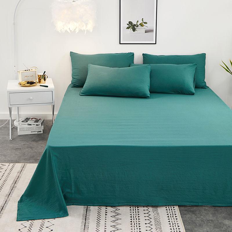 Spring Summer Solid Color Summer Thin Bed Linen Single-piece Washed Cotton Bed Linen Plus Bed Linen Extra Large Family