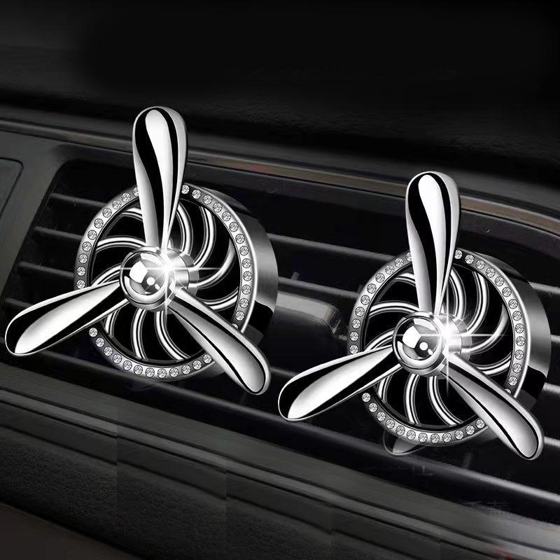 2pcs Diamond Car Aroma Diffuser Simulation Propeller Engine Decorative Air Conditioning Air Outlet Plug-in