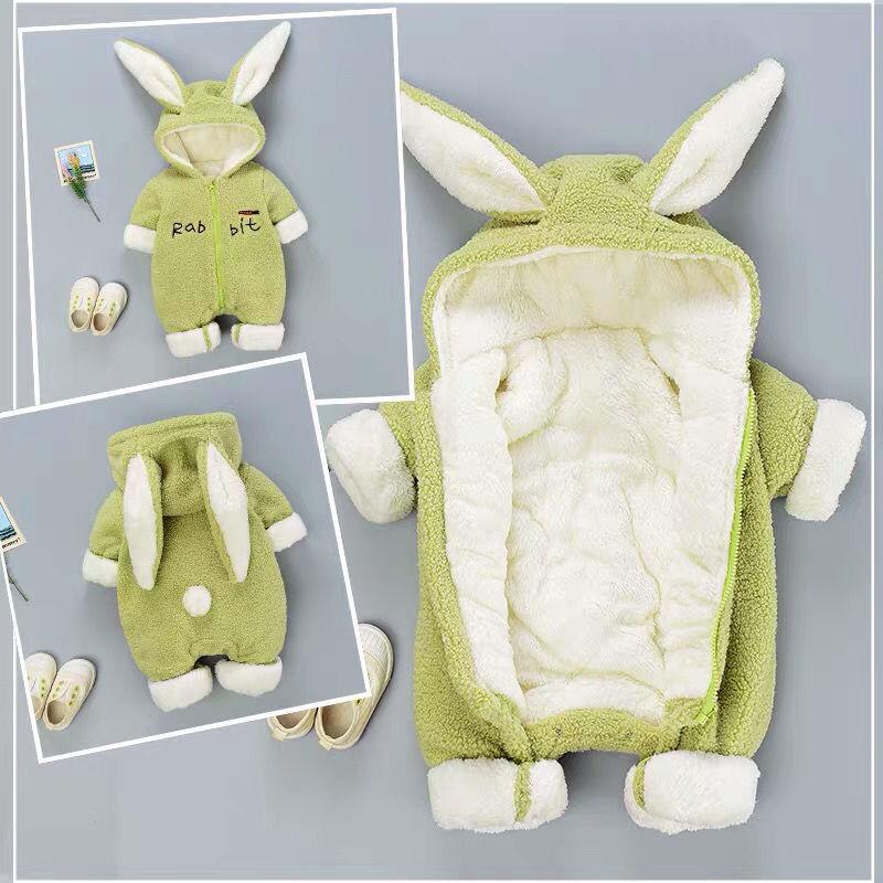 Rabbit Autumn and Winter Baby One-piece Travel Clothes Out Holding Clothes Plush Winter Baby Clothes Neonatal Winter Thickening