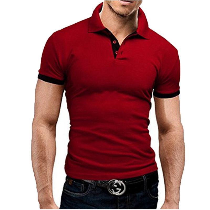 Men's Summer Sports Fitness Leisure Trend T-shirt Slim Short Sleeve Polo Shirt