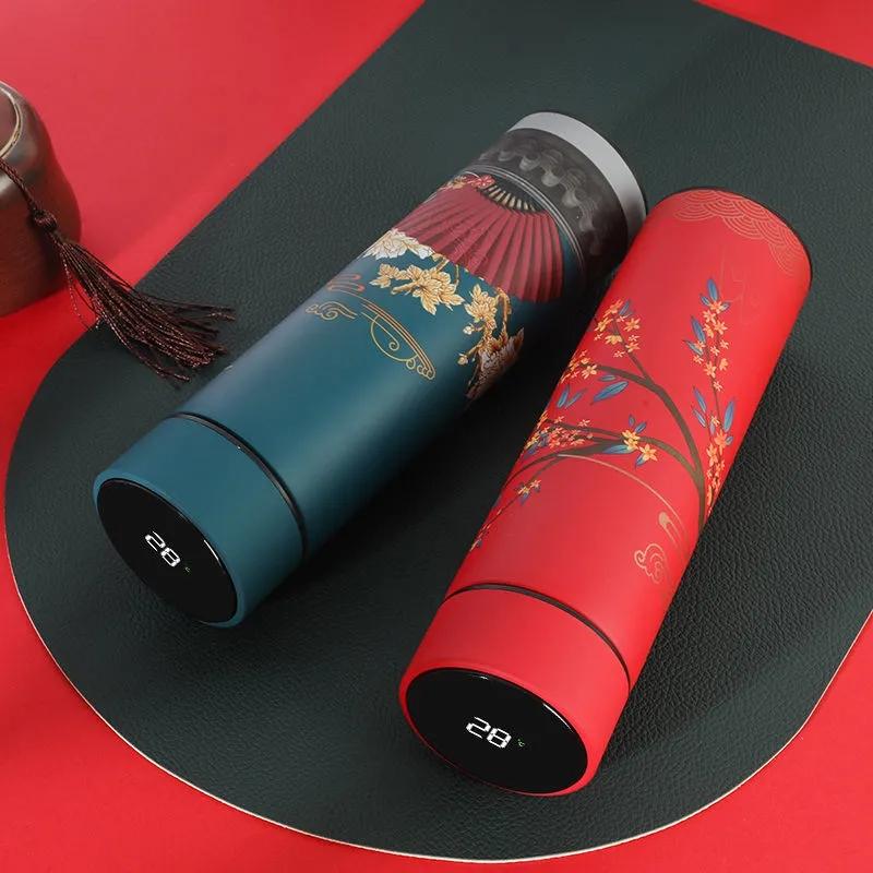 Chinese Style Smart Vacuum Flask Stainless Steel Male and Female Tea Separation Portable Tea Cup Vacuum Flask