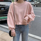 Women Hoodies Pullover Sweatshirts Cropped Tops White Pink Long Sleeve O Neck Fashion Spring Autumn Clothes Oversized Loose Casual Hoodies