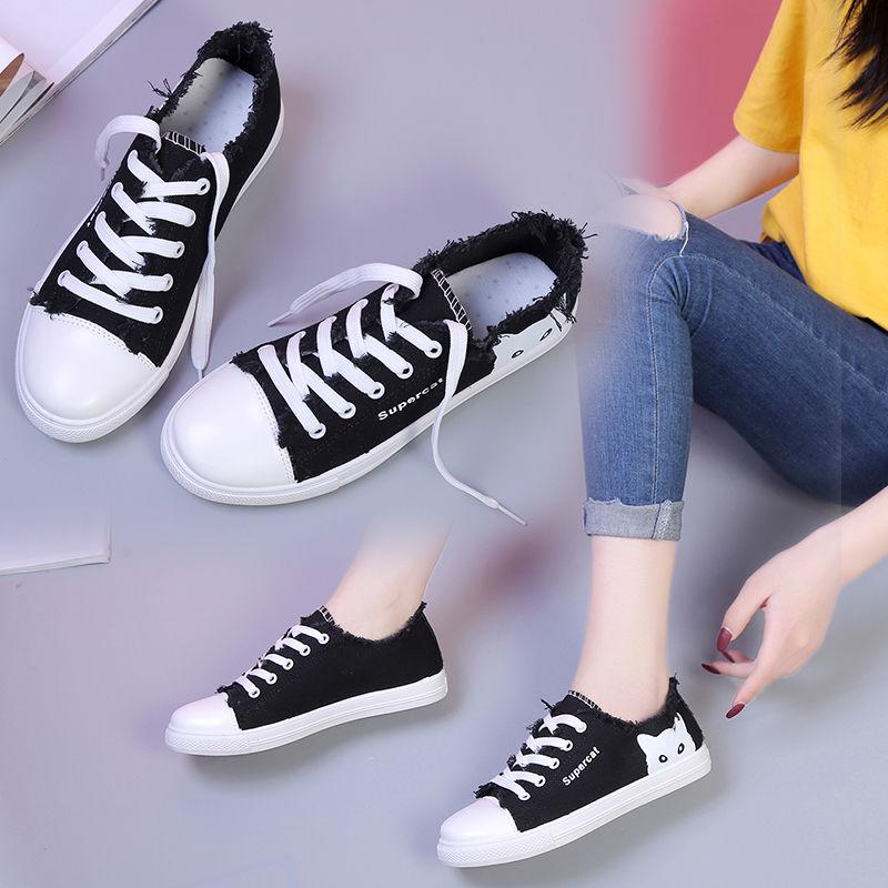 Summer student lazy shoes flat bottom shoes casual canvas shoes small white shoes