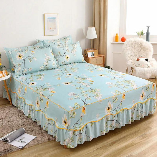 1 Piece Set of Protective Mattress Cover Fitted with Non-slip Protection Printed Bed Sheet Dust Cover