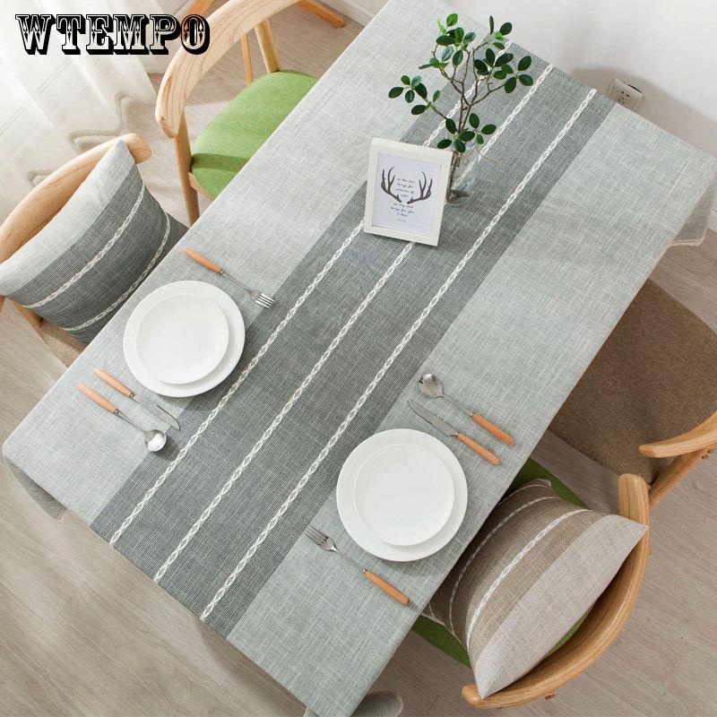 Padded Waterproof Coffee Table Restaurant Tablecloth Coffee Table Striped Tablecloth Fabric