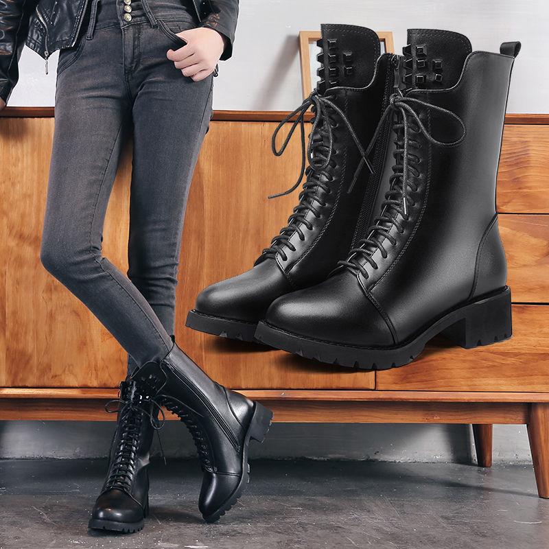 Autumn Winter Motorcycle Boots Women British Style Ankle Boots Gothic Punk Low Heel Boot Size 35-41