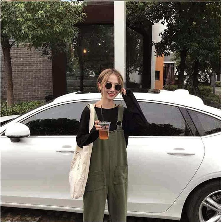 WTEMPO 1 Pcs Summer Wide Leg Straight Jumpsuit Woman Jeans Long Romper Pants Pockets Sleeveless Adjusted Overalls Jeans Trousers