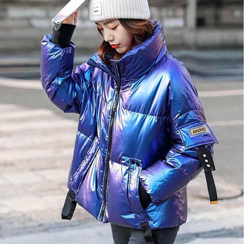 Winter Bright Face Ladies Down Jacket Short White Duck Down Padded Cotton Jacket Student Korean Loose Colorful Winter Jacket