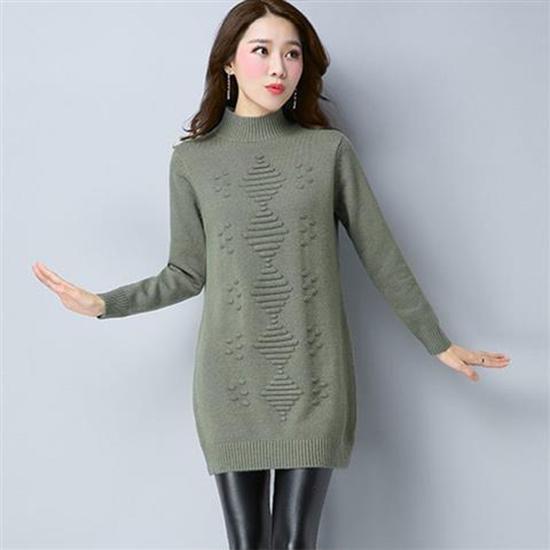 Pofulove Women Winter Warm Turtleneck Knitwear Dresses Long Knitted Solid Color Sweater Skirt Thick