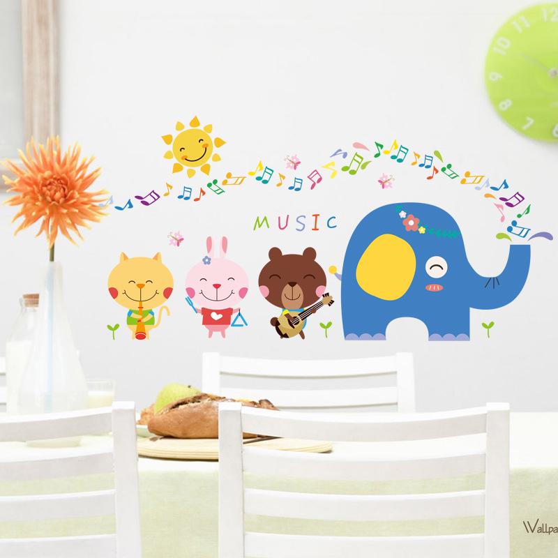 Wall stickers cartoon anime music elephant stickers children room waterproof stickers PVC stickers