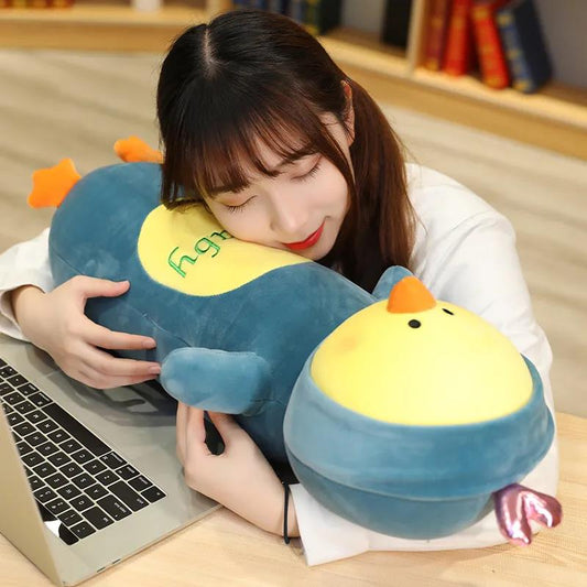 Lovely Changed Chicken Girl Long Bed Pillow Soft Plush Doll Cute Kids Birthday Plush Toy Gifts