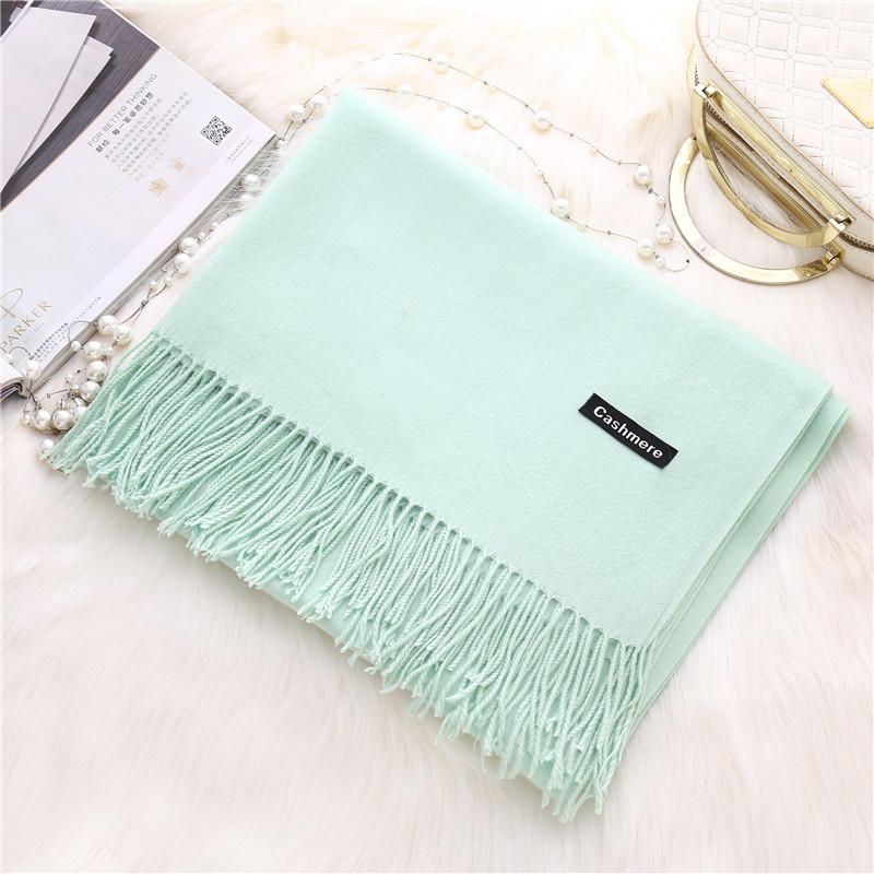 Women Solid Color Cashmere Scarves with Tassel Lady Long Scarf  Female Shawl Men Scarf