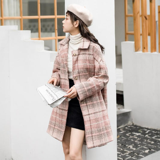 2019 Women Coat Outerwear Winter Clothing Fashion Warm Woolen Blends Female Elegant Woolen Coat