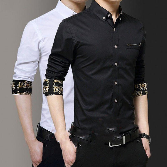 Men's Short-sleeved Slim Shirt Korean Fashion Trend Shirt Casual Business British Hair Stylist Clothes