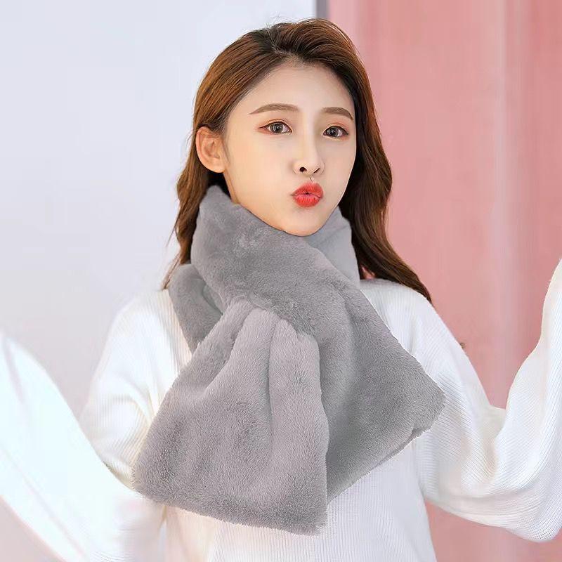 Women's Winter Scarf Warm Scarf Thickened Enlarged Faux Fur Plush Cute All-match Scarf Pure Color Plush Neck Collar Protection Solid Soft Neckchief