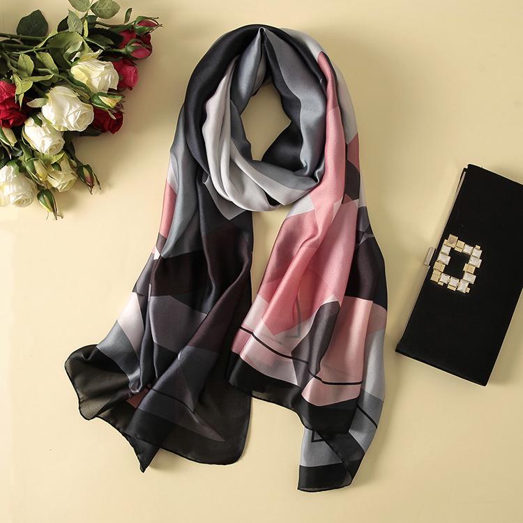 Scarves Ladies Delicate Soft Wrap Flower Printed Scarves Shawl Women Smmoth Silk Scarf