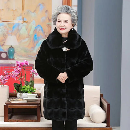 Faux Fur Coat Women's Mink Plush Thick Warm Middle-aged and Elderly Coat