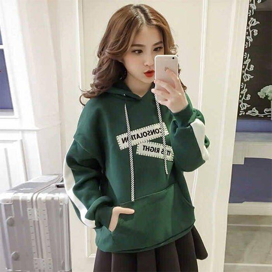 Hooded tops autumn and winter sweater cotton women's sweatshirt wild large size long sleeve warm